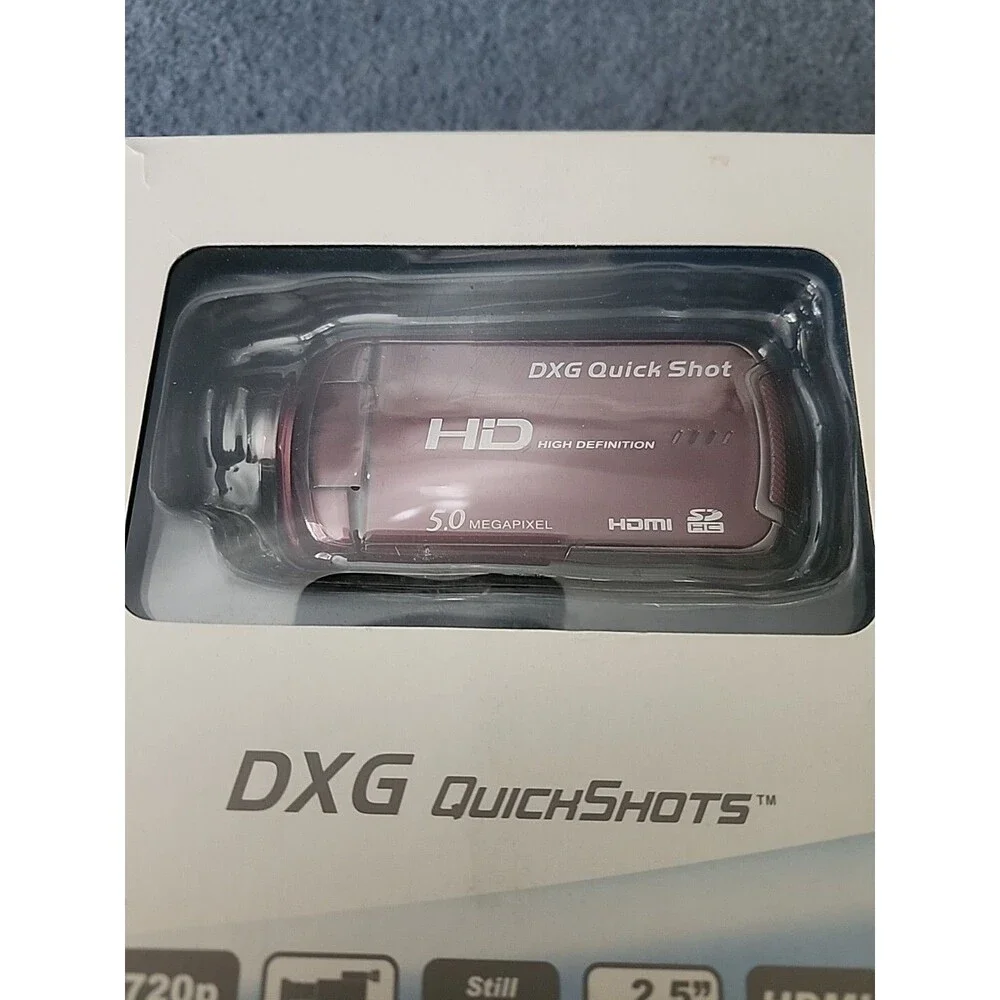 DXG DXG-5F3V 5.1 MP Digital Camera- Red HD Camcorder 720p HDMI Quickshots